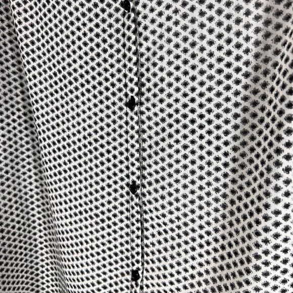 H&M sheer blouse high low hem button down white black size 12 - Picture 5 of 16